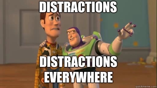 Illustration representing the prevalence of distractions in creative work environments