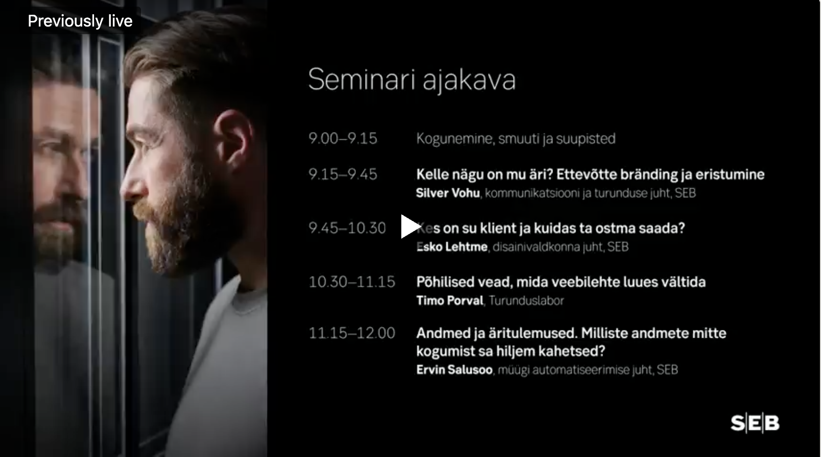 SEB ettevõtlusseminar 2024 – seminari ajakava
